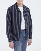 The Kooples - Chemise Col Hawaïen Bleu Marine Rayée - Homme