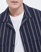 The Kooples - Chemise Col Hawaïen Bleu Marine Rayée - Homme