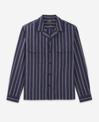 The Kooples - Chemise Col Hawaïen Bleu Marine Rayée - Homme