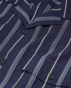 The Kooples - Chemise Col Hawaïen Bleu Marine Rayée - Homme