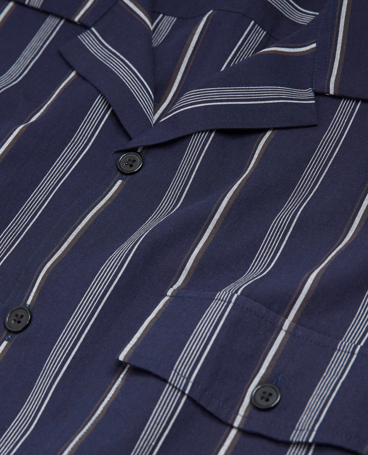 The Kooples - Chemise Col Hawaïen Bleu Marine Rayée - Homme