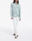 The Kooples - Green And White Fluid Cuban Collar Shirt - Men