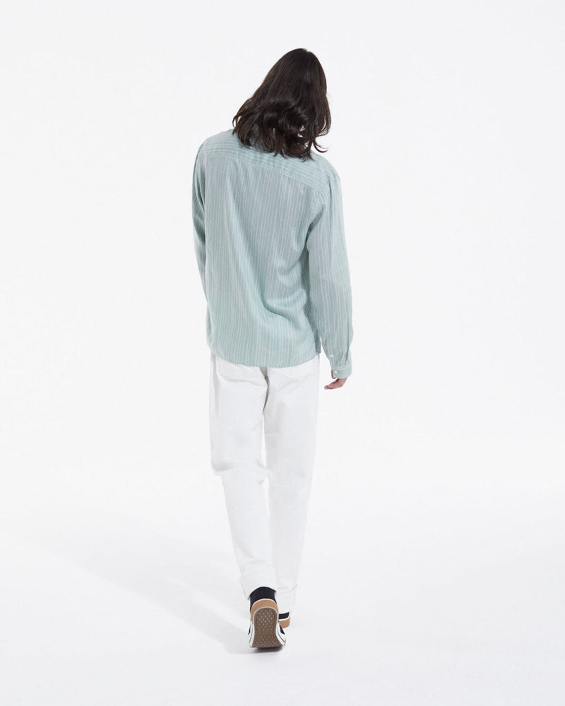 The Kooples - Green And White Fluid Cuban Collar Shirt - Men