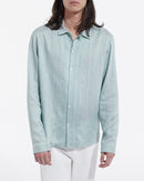 The Kooples - Green And White Fluid Cuban Collar Shirt - Men