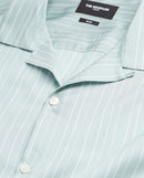 The Kooples - Green And White Fluid Cuban Collar Shirt - Men