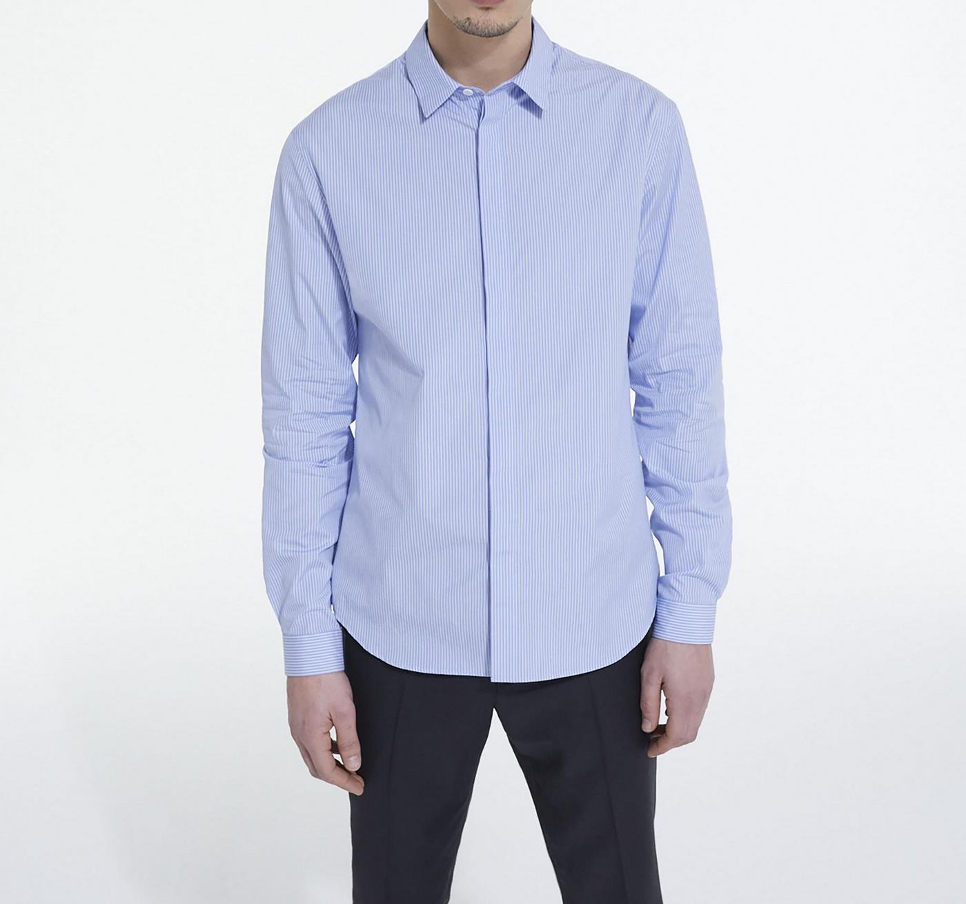 The Kooples - Chemise Slim Decintree Rayee Patte De Boutonnage Cachee - Homme