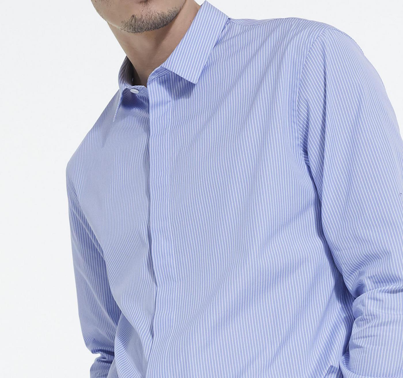The Kooples - Chemise Slim Decintree Rayee Patte De Boutonnage Cachee - Homme