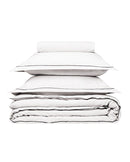 Housse De Couette - Lin - Finition Bourdon - Blanc Liseré Noir