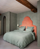 Housse De Couette - Lin - Finition Bourdon - Vert Sauge Liseré Noir