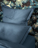 Housse De Couette - Lin - Finition Bourdon - Bleu Horizon Liseré Noir