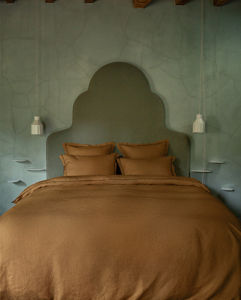 Housse De Couette - Lin - Finition Bourdon - Bronze Liseré Noir