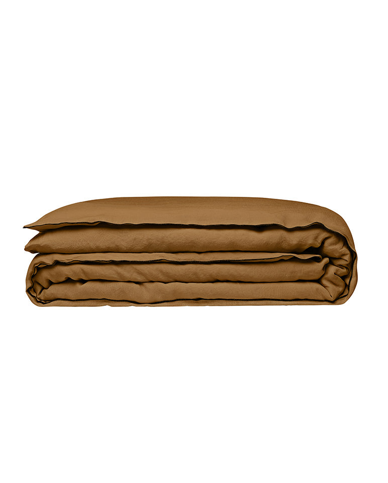 Housse De Couette - Lin - Finition Bourdon - Bronze Liseré Noir