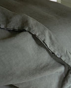 Housse De Couette - Lin - Finition Bourdon - Gris Laurier Liseré Noir