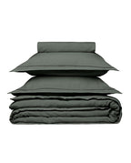 Housse De Couette - Lin - Finition Bourdon - Gris Laurier Liseré Noir