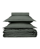 Housse De Couette - Lin - Finition Bourdon - Gris Laurier Liseré Noir