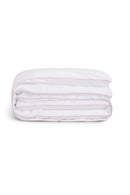 Housse De Couette - Percale De Coton - Blanc Liseré Rose Nymphe