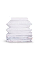 Housse De Couette - Percale De Coton - Blanc Liseré Rose Nymphe