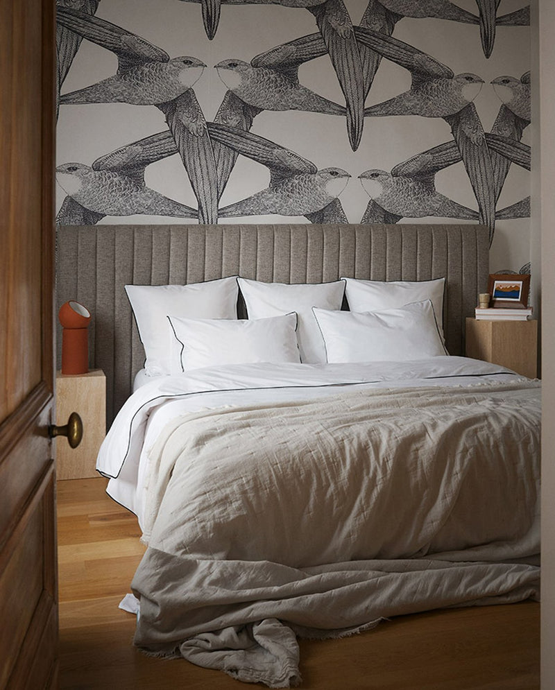 Housse De Couette - Percale De Coton - Blanc Liseré Noir