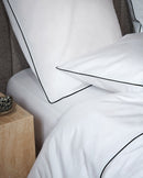Housse De Couette - Percale De Coton - Blanc Liseré Noir