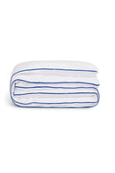 Housse De Couette - Percale De Coton - Blanc Liseré Bleu Cobalt