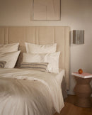 Housse De Couette - Percale De Coton - Écru Liseré Blanc