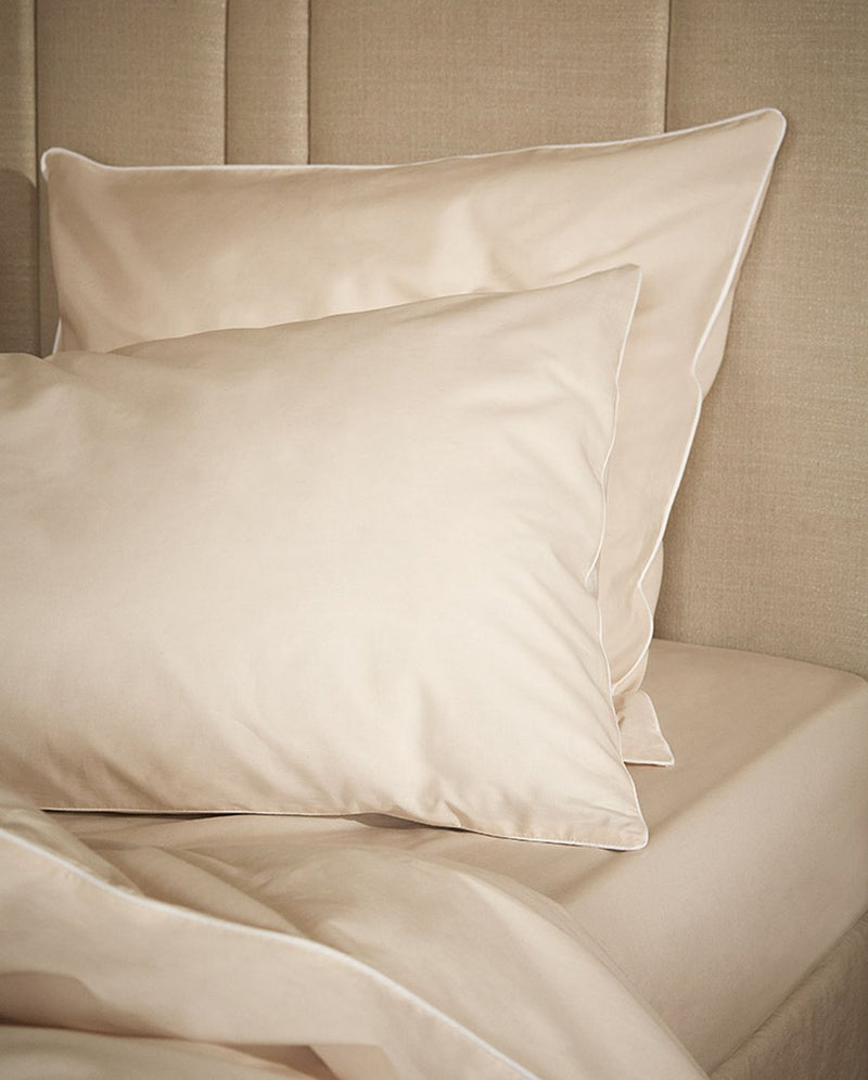 Housse De Couette - Percale De Coton - Écru Liseré Blanc