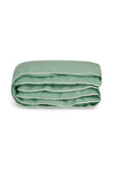 Housse De Couette - Percale De Coton - Vert Lichen Liseré Blanc