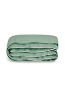 Housse De Couette - Percale De Coton - Vert Lichen Liseré Rose Nymphe