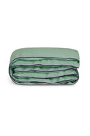 Housse De Couette - Percale De Coton - Vert Lichen Liseré Aubergine