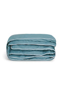 Housse De Couette - Percale De Coton - Bleu Chardin Liseré Blanc