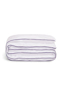 Housse De Couette - Percale De Coton - Blanc Liseré Aubergine