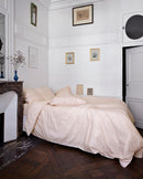 Housse De Couette - Percale De Coton - Rose Nymphe Liseré Blanc