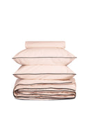 Housse De Couette - Percale De Coton - Rose Nymphe Liseré Noir