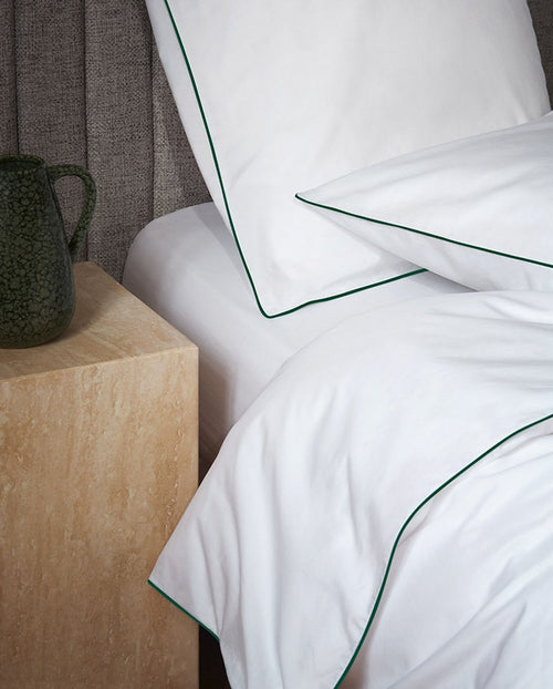 Comforter Cover - Blanc Liseré Vert Anglais