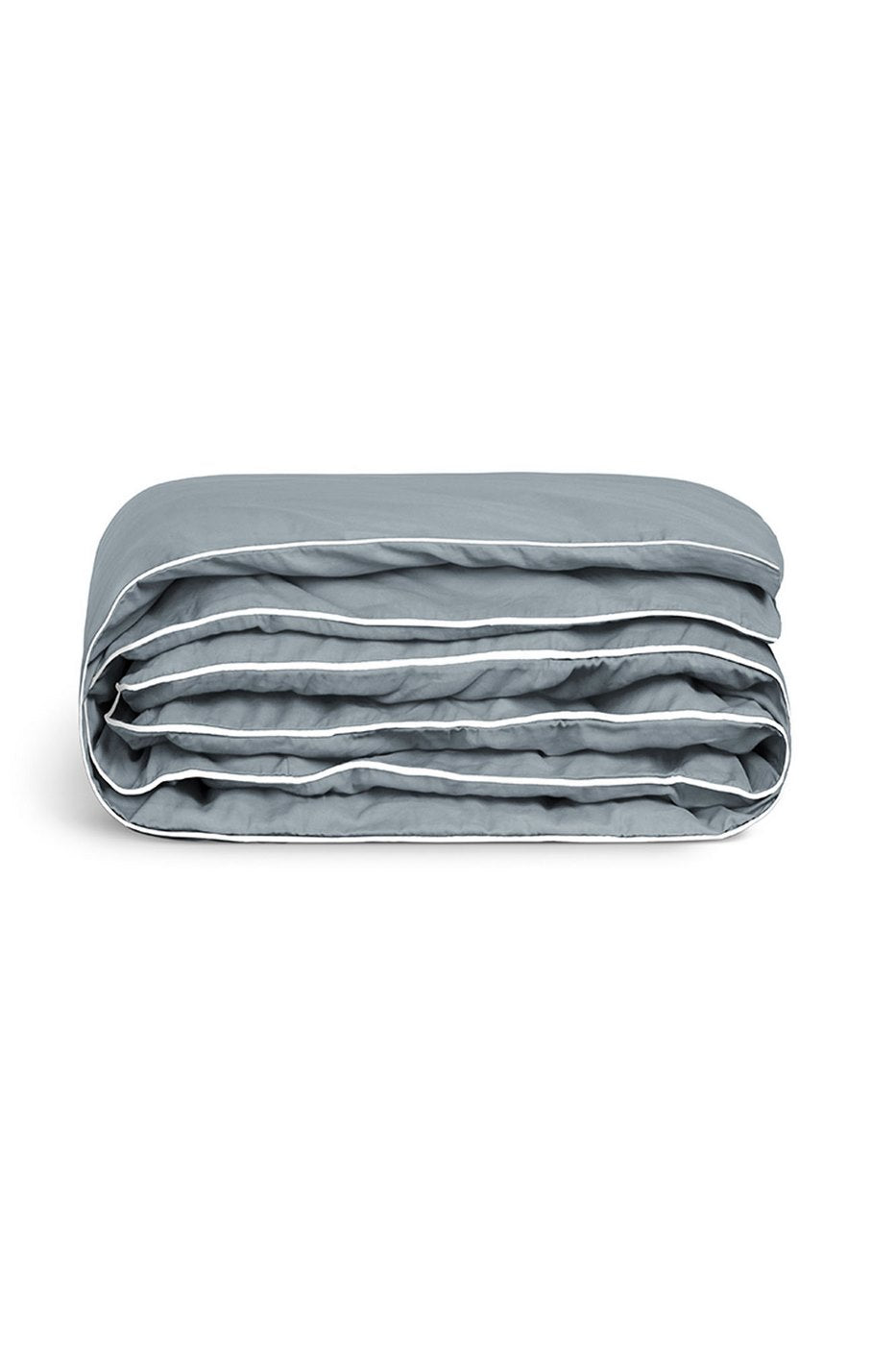 Housse De Couette - Percale De Coton - Gris Liseré Blanc