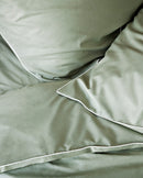 Housse De Couette - Percale De Coton - Vert Amande Liseré Blanc