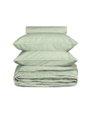 Housse De Couette - Percale De Coton - Vert Amande Liseré Blanc