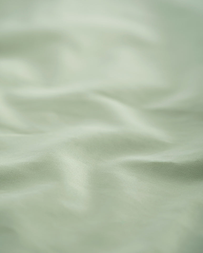 Housse De Couette - Percale De Coton - Vert Amande Liseré Blanc