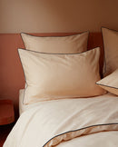 Housse De Couette Percale De Coton - Finition Liseré - Nude Liseré Noir