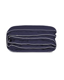 Housse De Couette Percale De Coton - Finition Liseré - Bleu Nuit Liseré Blanc