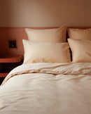 Housse De Couette Percale De Coton - Finition Liseré - Nude Liseré Blanc