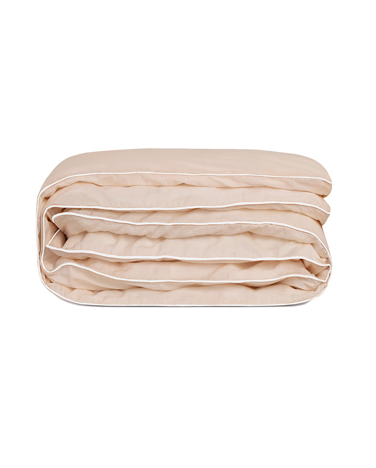 Housse De Couette Percale De Coton - Finition Liseré - Nude Liseré Blanc