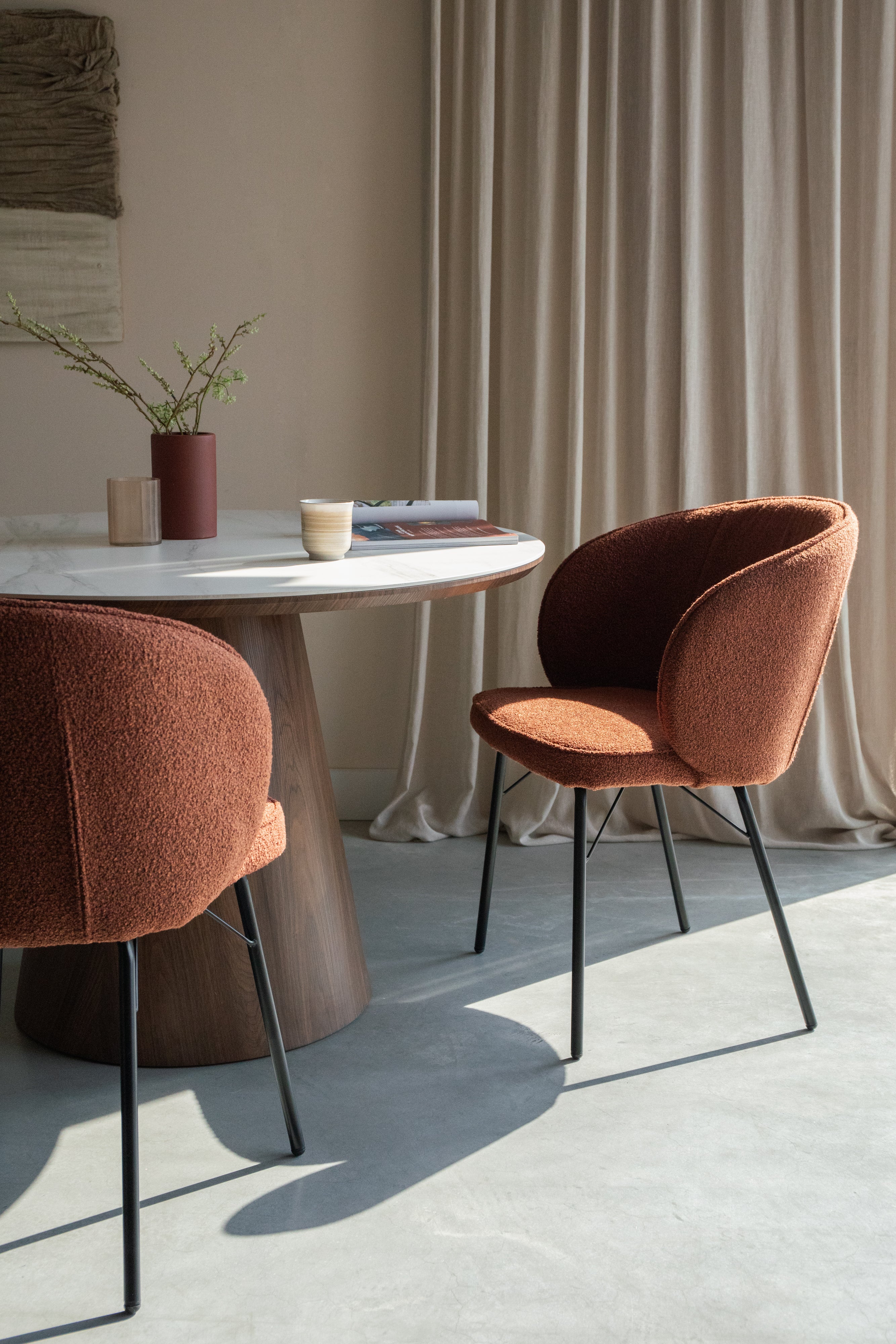 Joa - Dining Room Chair - Polyester - Terracotta/Beige