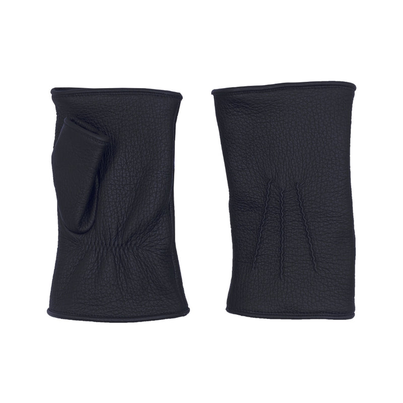 Mitaines Hector Cuir Doublés Lapin - Noir - Homme