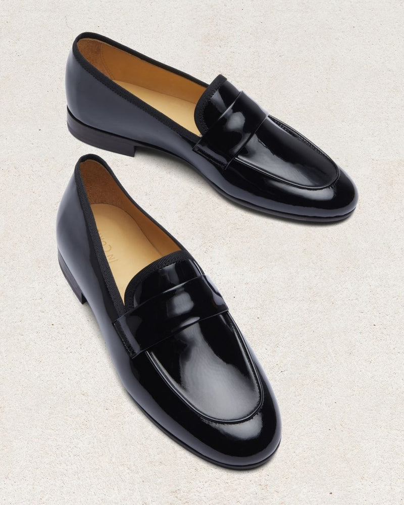 Penny Loafer Héloïse - Cuir Vernis Noir - Semelle Cuir - Femme