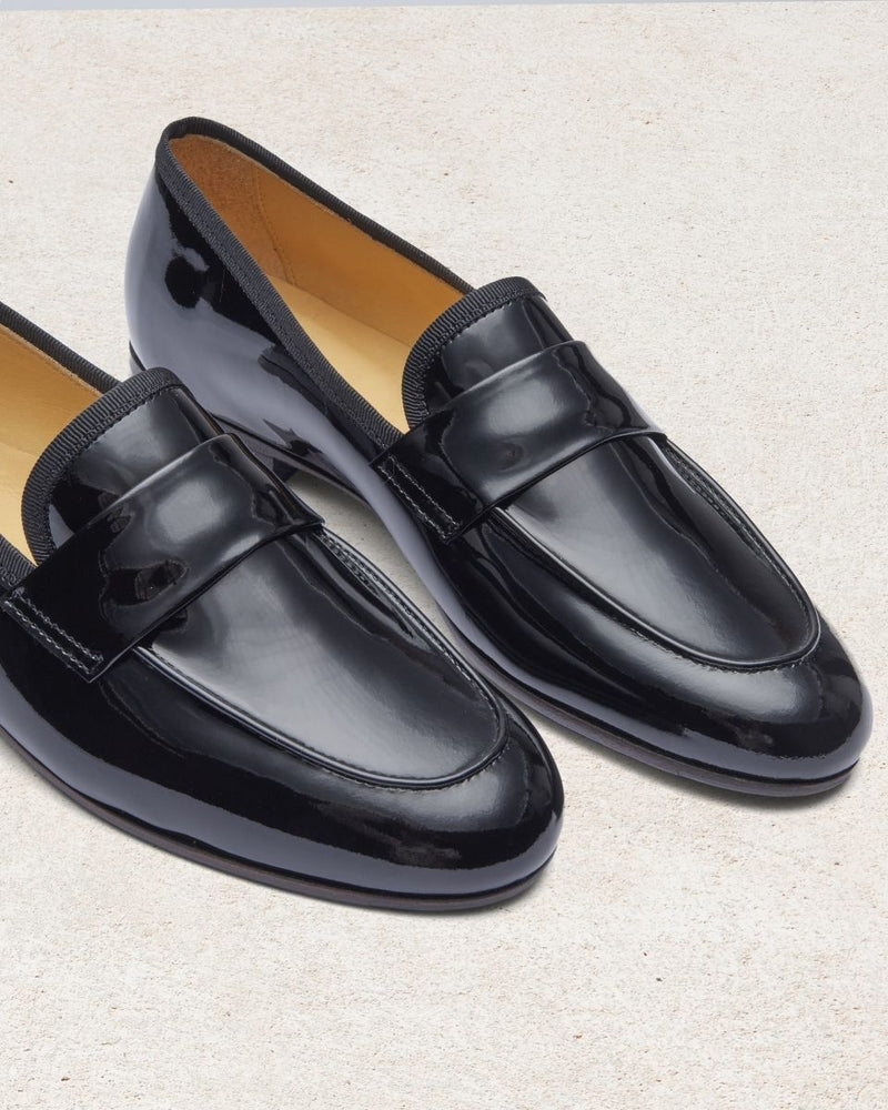 Penny Loafer Héloïse - Cuir Vernis Noir - Semelle Cuir - Femme