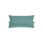 Washed Linen Cushion Cover with Fringed Finishes - Green