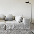 Washed Linen Cushion Cover with Fringed Finishes - Grey