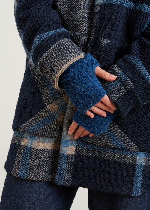 Bouclette knit mittens - NAVY#couleur_NAVY