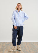 Chemise oversize en oxford à hauts poignets retournables - CIEL#couleur_CIEL